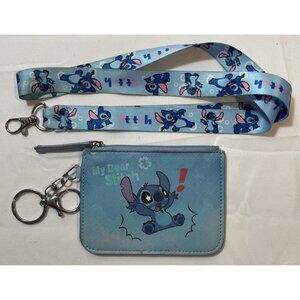 Disney Stitch My Dear Stitch Coin Zipper Wallet ID Holder with a Lanyard